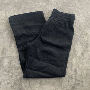 Athleta Pants Women Small Retreat Linen High Rise Wide Leg Black Boho Minimalist